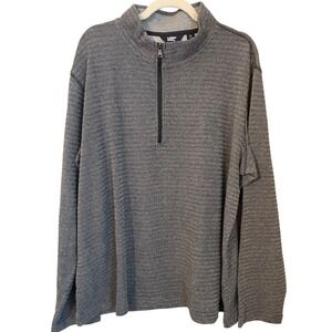 Lands End Mens XL Herringbone Quarter Zip Pullover Long Sleeve Shirt Black